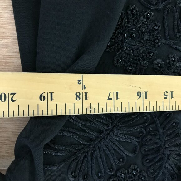 Lisa Ashley Jacket Women Size Medium Black Bead Floral Button Up Long Sleeve - Picture 8 of 12